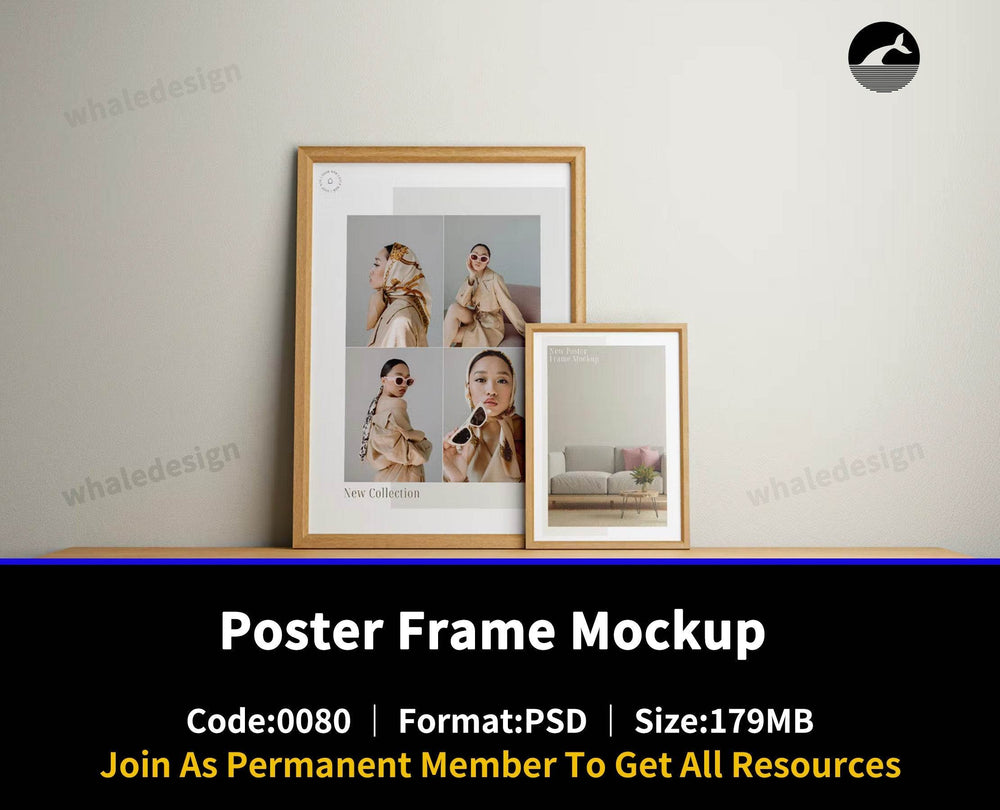 80Poster Frame Mockup V.2 - whaledesign