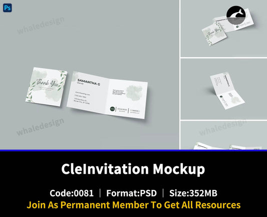 81Clean Square Greeting Card / Invitation Mockup - whaledesign
