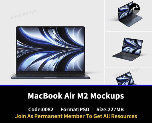 82MacBook Air M2 Mockups - whaledesign