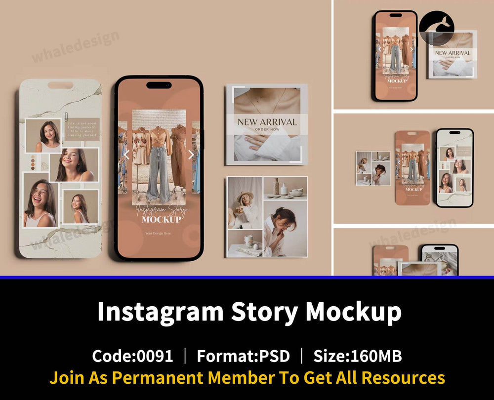 91Instagram Post and Instagram Story Mockup - whaledesign