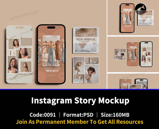 91Instagram Post and Instagram Story Mockup - whaledesign