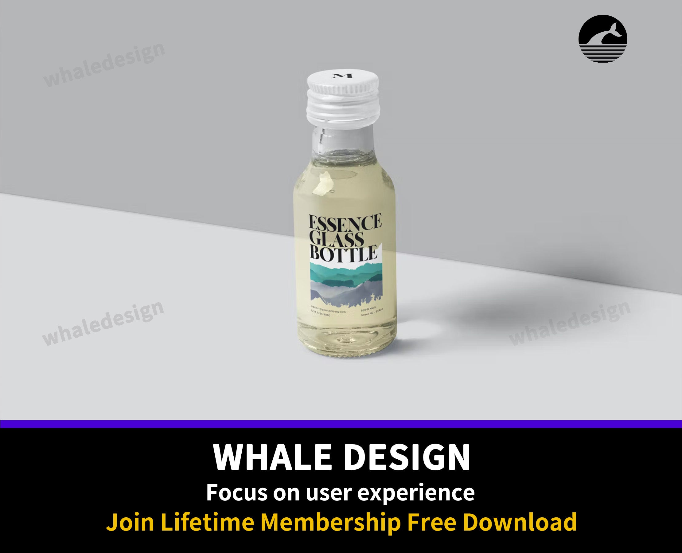 193Metal Lid Small Glass Bottle Mockups - whaledesign