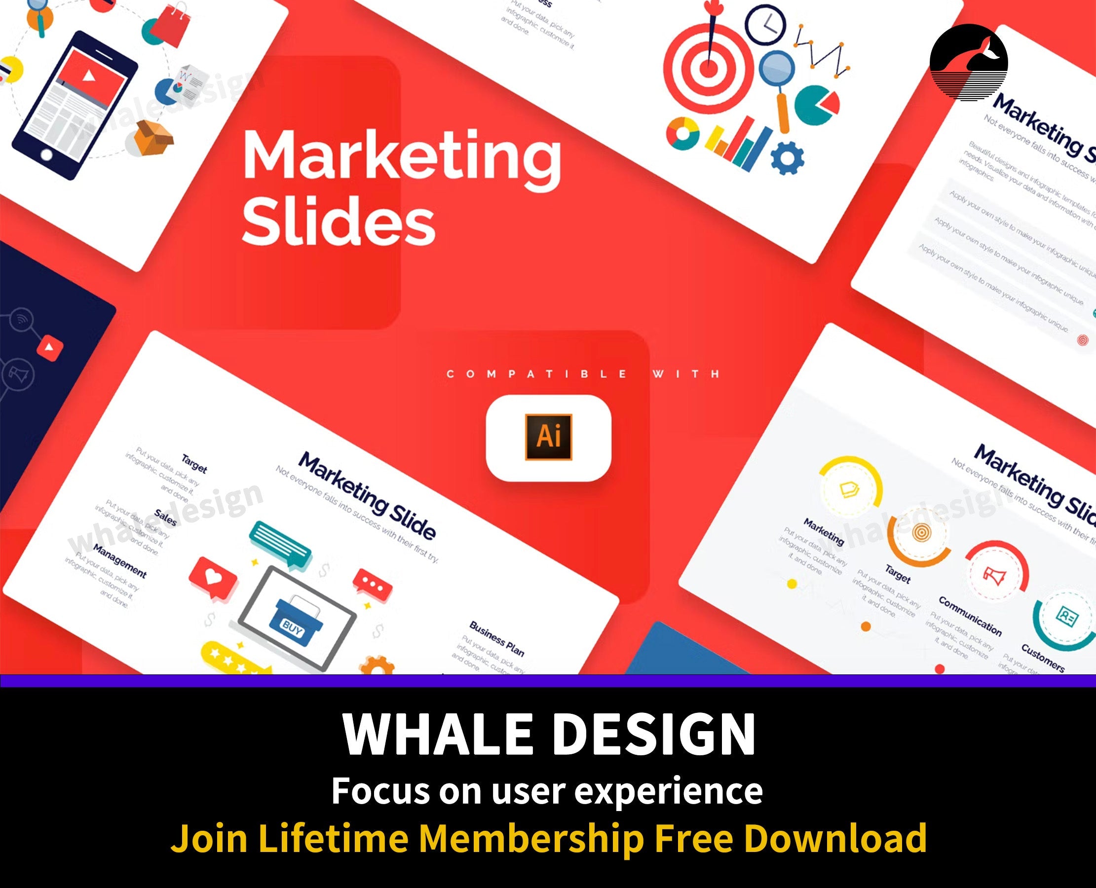 286Business Marketing Slides Illustrator Infographics - whaledesign