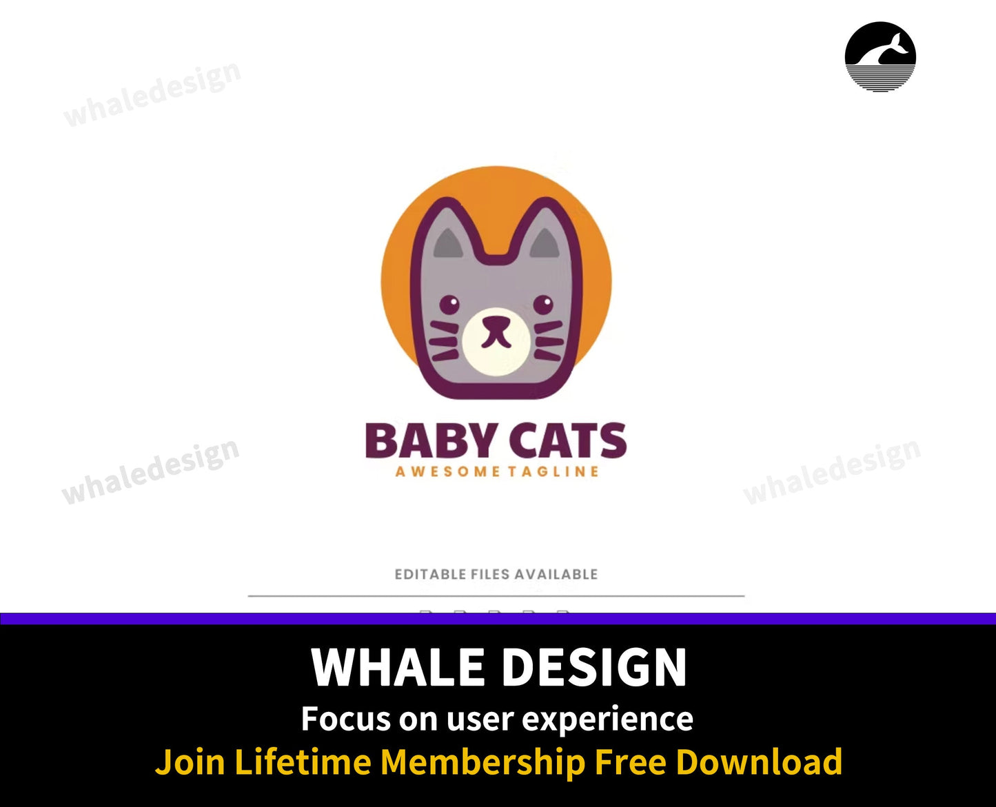 325Baby cat Simple Mascot Logo - whaledesign