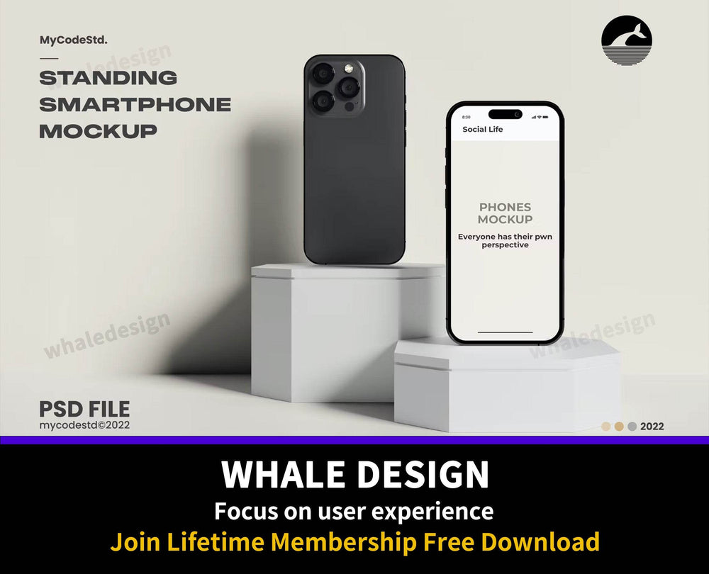 362AM - Standing Smartphone Mockup - whaledesign