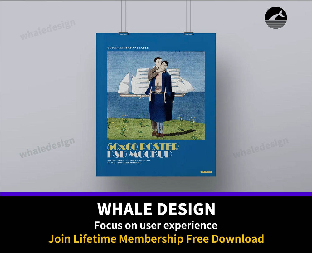 364Poster Mockup - 50 x 60 Hanging Clip - whaledesign