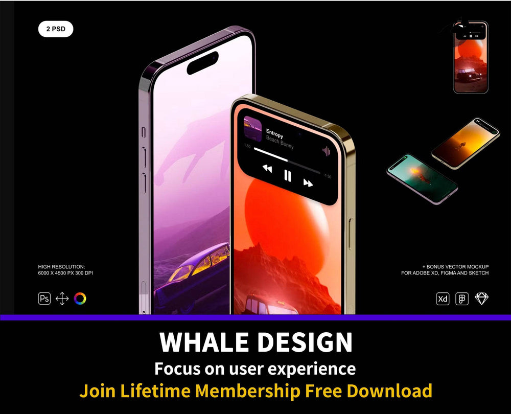 373iPhone 14 Pro Mockup Set - whaledesign