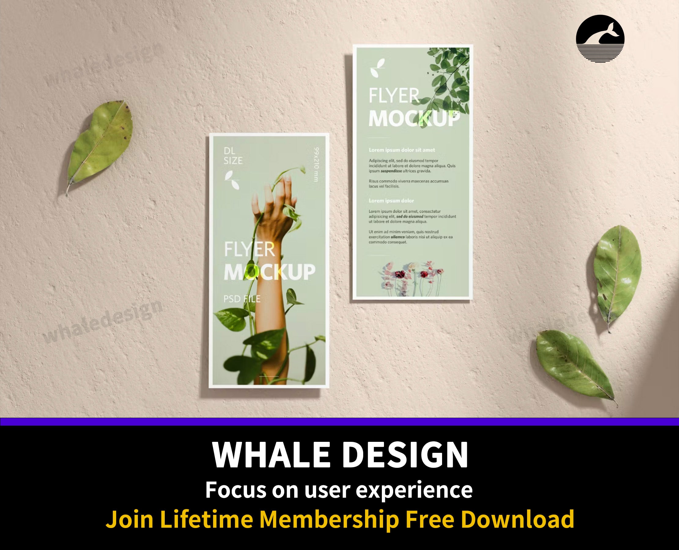 394Two DL Flyers Realistic Mockup - whaledesign