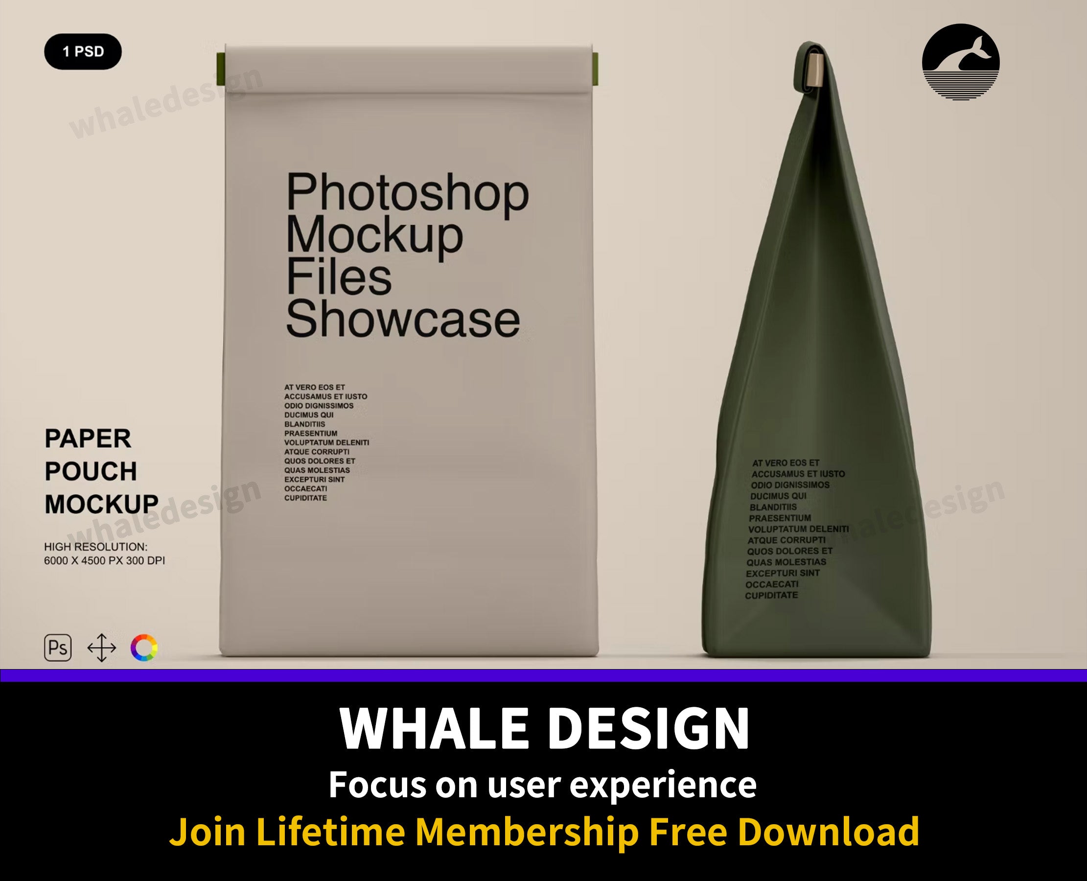 408Paper Pouch Bag Mockup - whaledesign