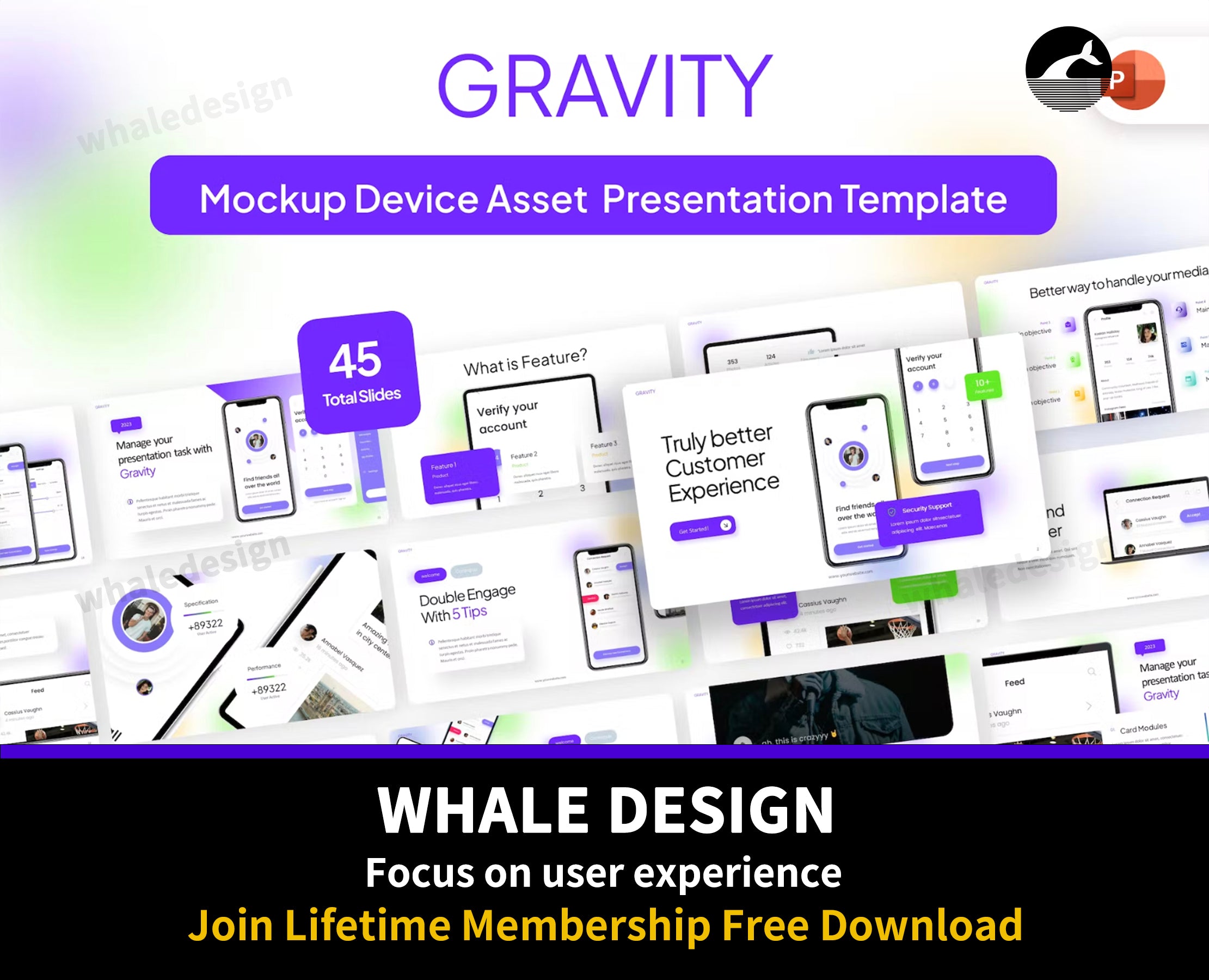 455Gravity Mockup Device Asset PowerPoint Template - whaledesign