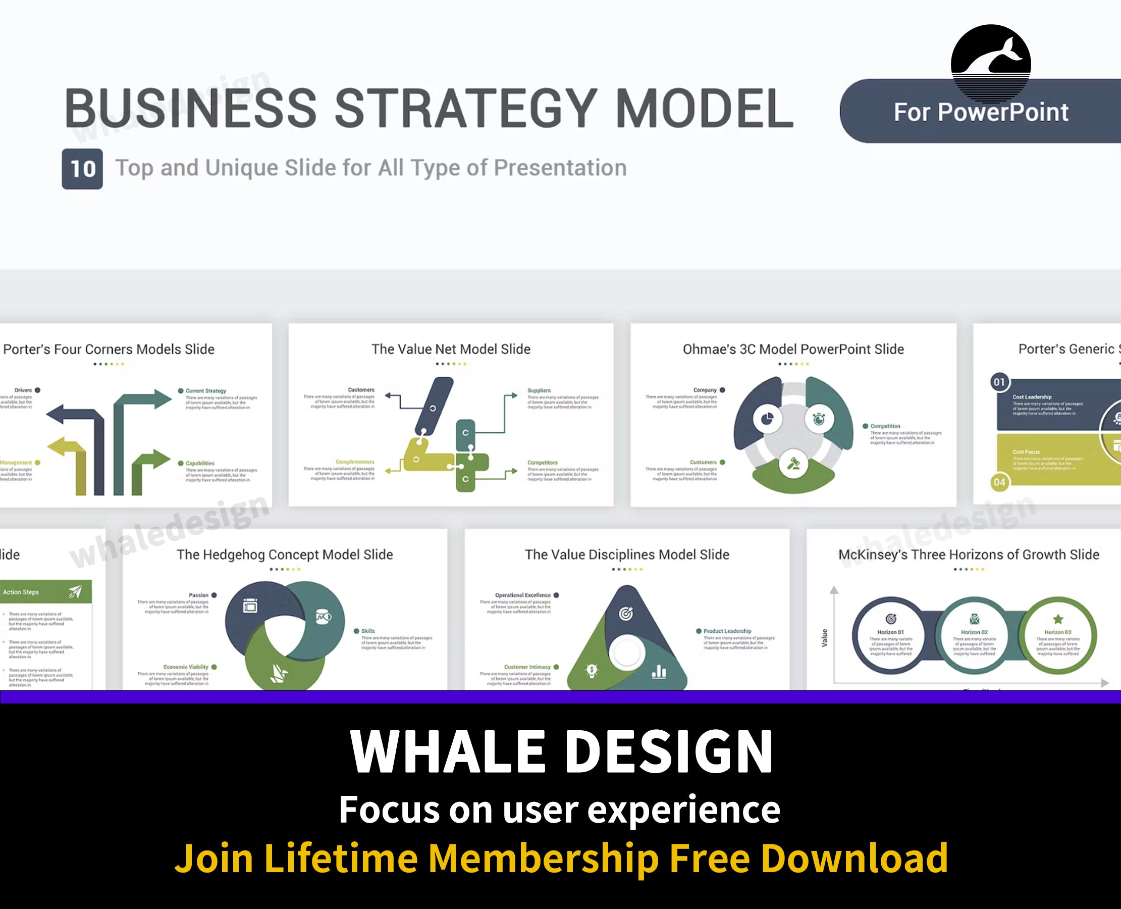 478Business Strategy Model PowerPoint Template - whaledesign