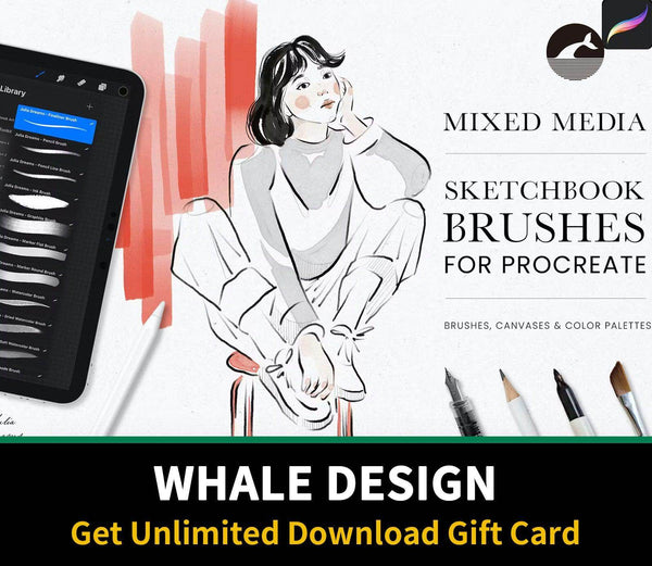 503 Sketchbook Procreate Brushes Mixed Media Sketch - whaledesign