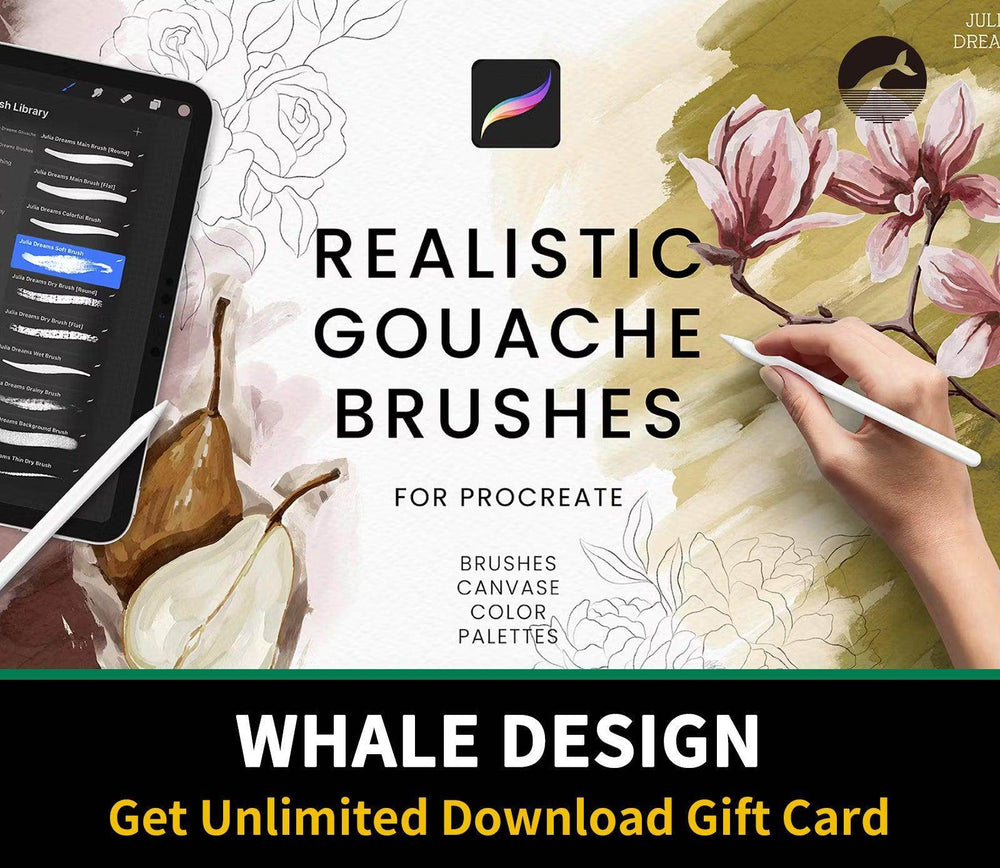 508 Realistic Gouache Procreate Brushes - whaledesign