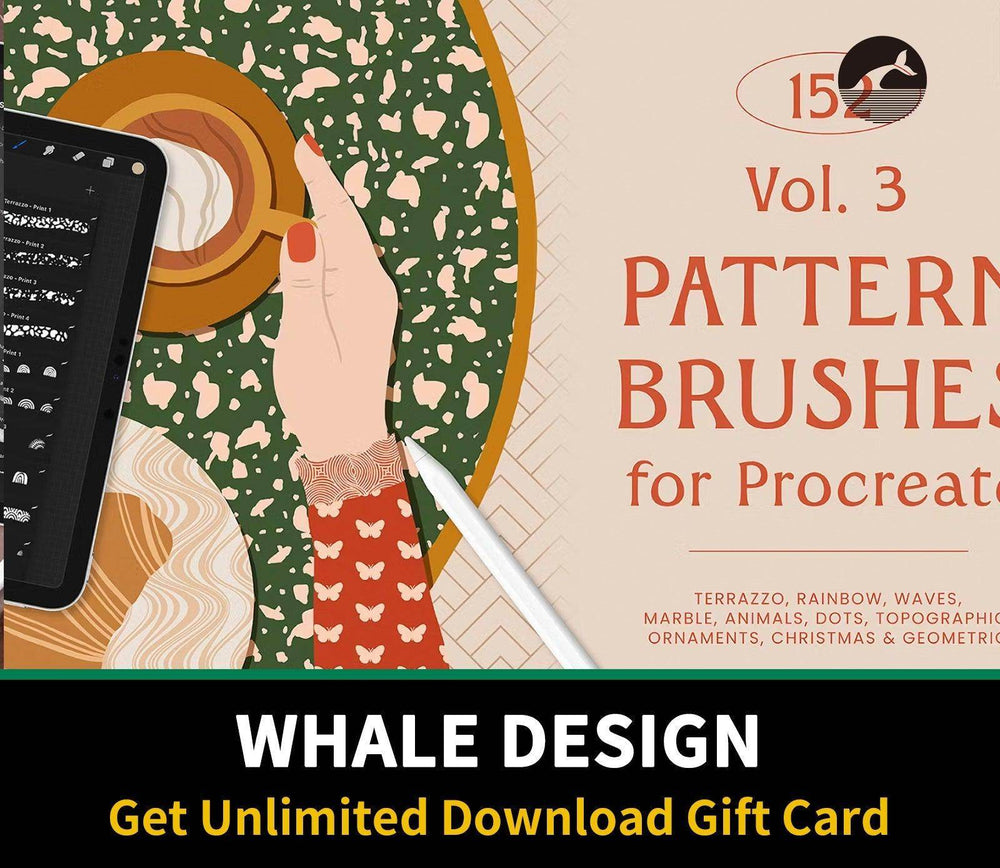 509 Pattern Brushes for Procreate - whaledesign