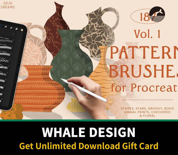 510 Pattern Brushes for Procreate Vol 1 - whaledesign