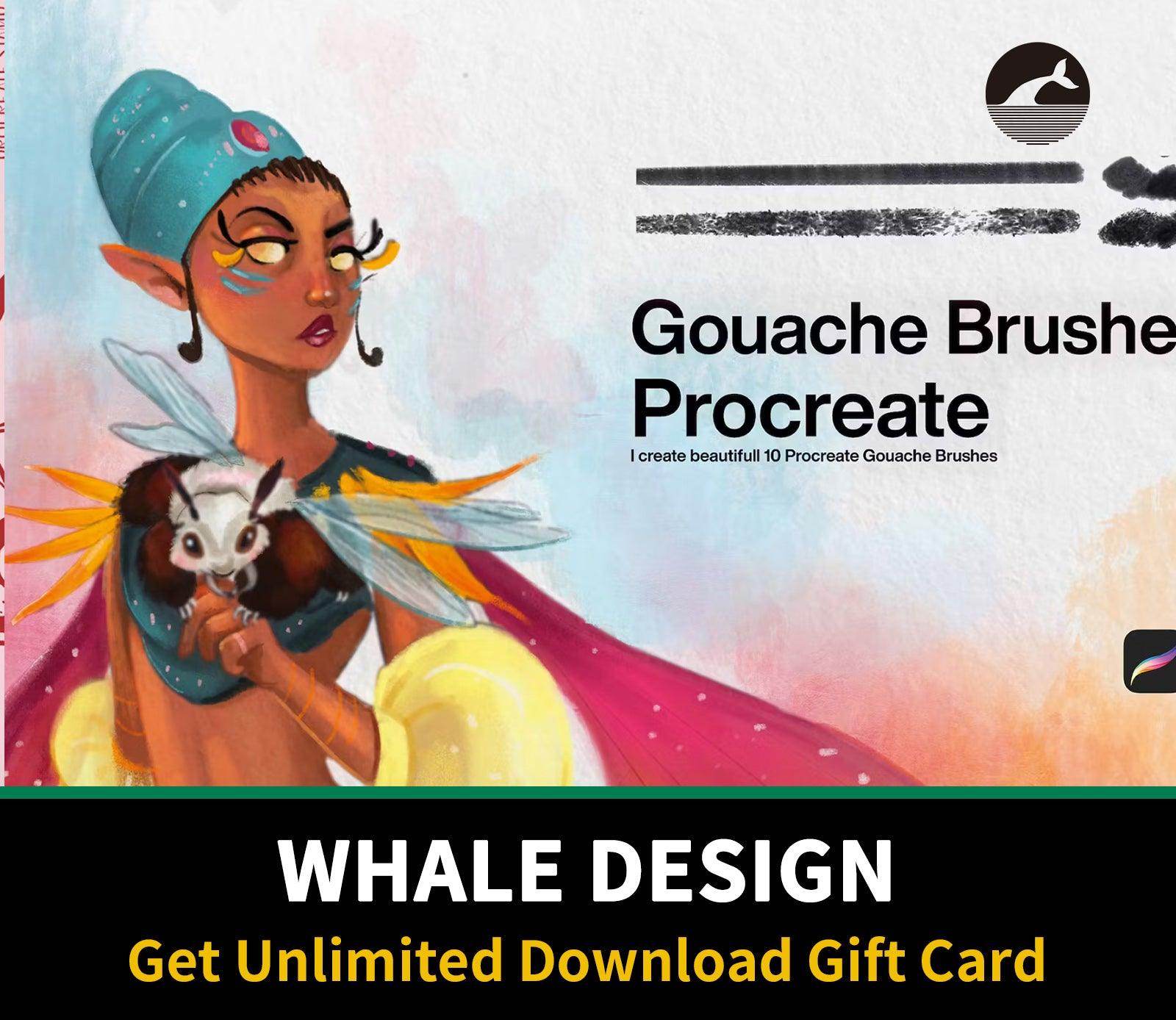 513 10 Gouache Brushes Procreate - whaledesign