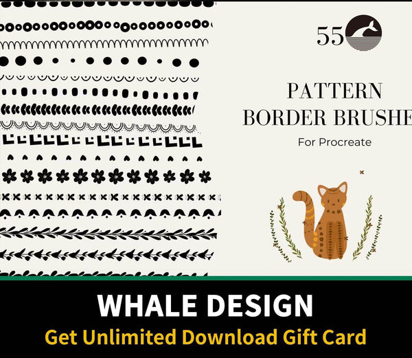 515 Procreate Pattern Border Brushes - whaledesign