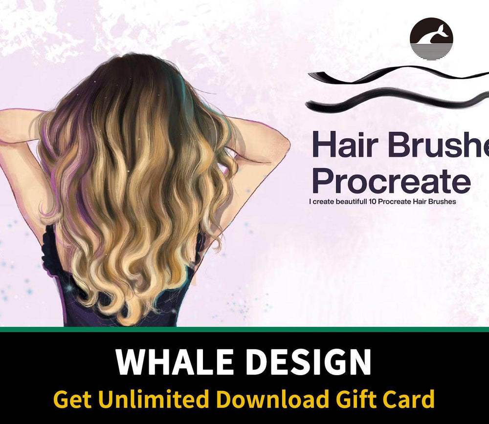 540 10 Hair Brushes Procreate - whaledesign