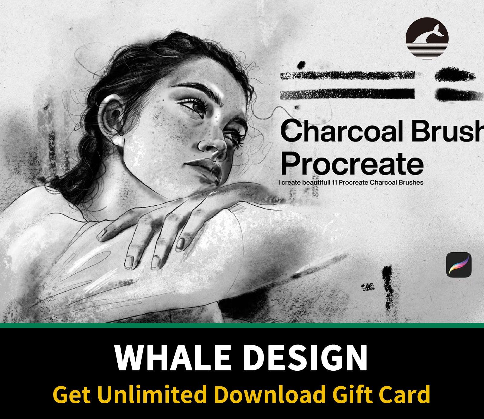 546 10 Charcoal Brushes Procreate - whaledesign