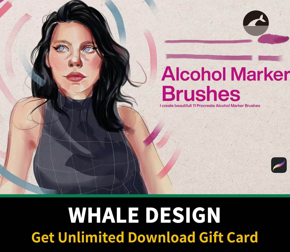 556 10 Alcohol Marker Brushes Procreate - whaledesign