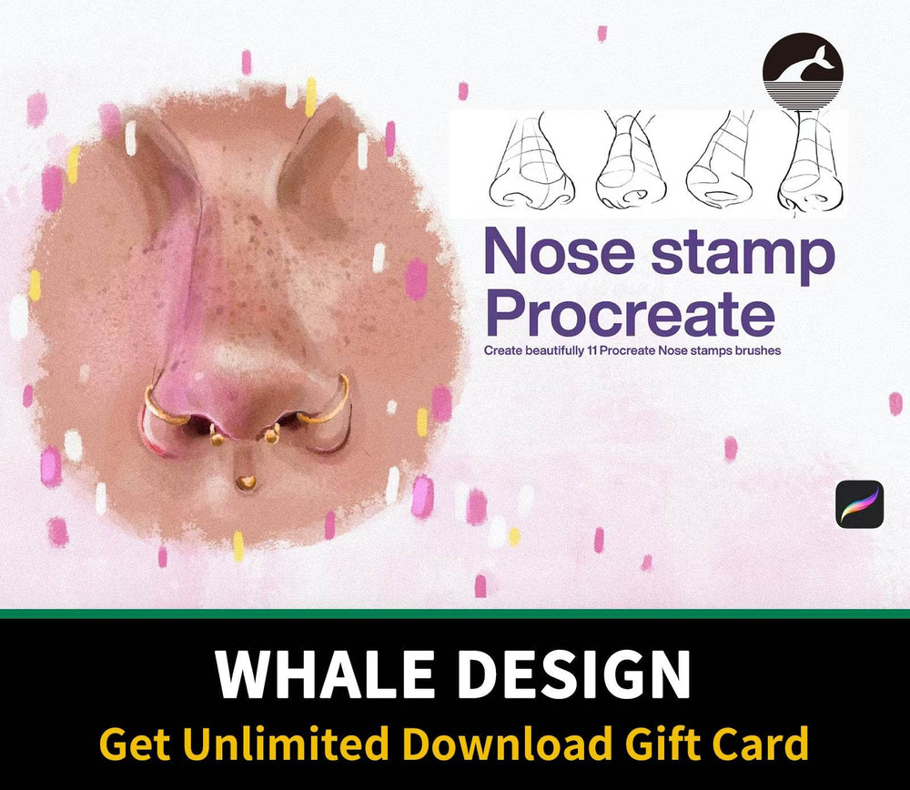 566 10 Nose Stamp Procreate - whaledesign