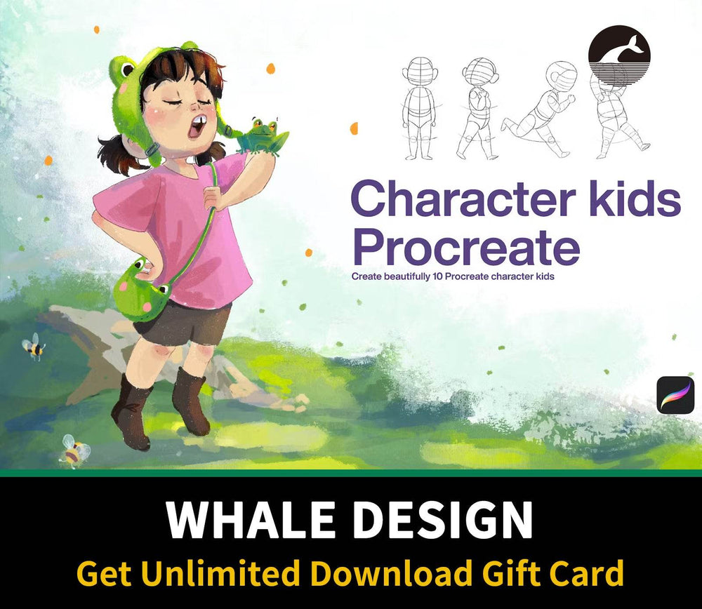 576 10 Character Kids Stamps Procreate - whaledesign