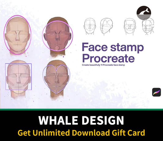 580 10 Face Stamps Procreate - whaledesign