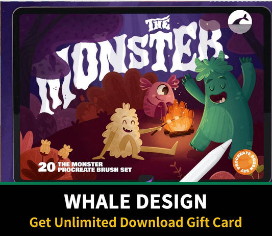 592 The Monster: Procreate Brushes - whaledesign
