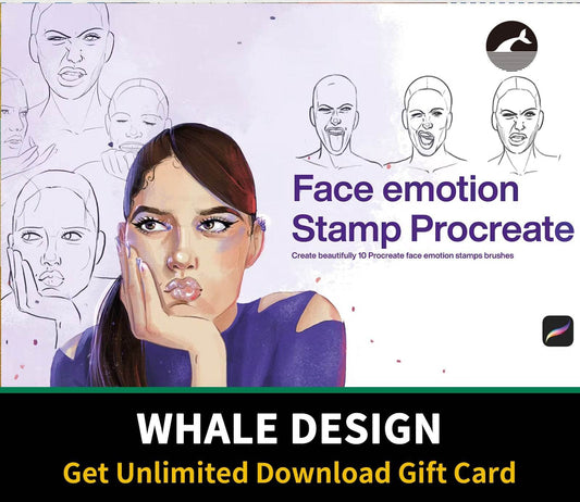 593 10 Face Emotion Stamps Procreate - whaledesign