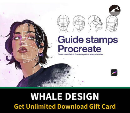 596 10 Portrait Guide Stamps Procreate - whaledesign