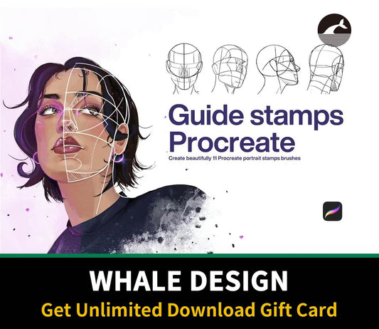 596 10 Portrait Guide Stamps Procreate - whaledesign