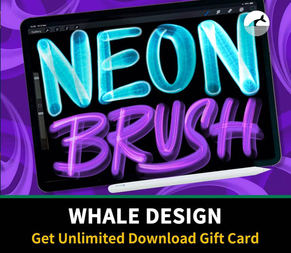 598 Neon Light Brush Procreate - whaledesign