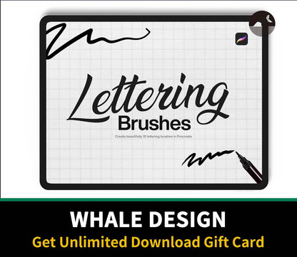 603 10 Lettering Brushes Procreate - whaledesign