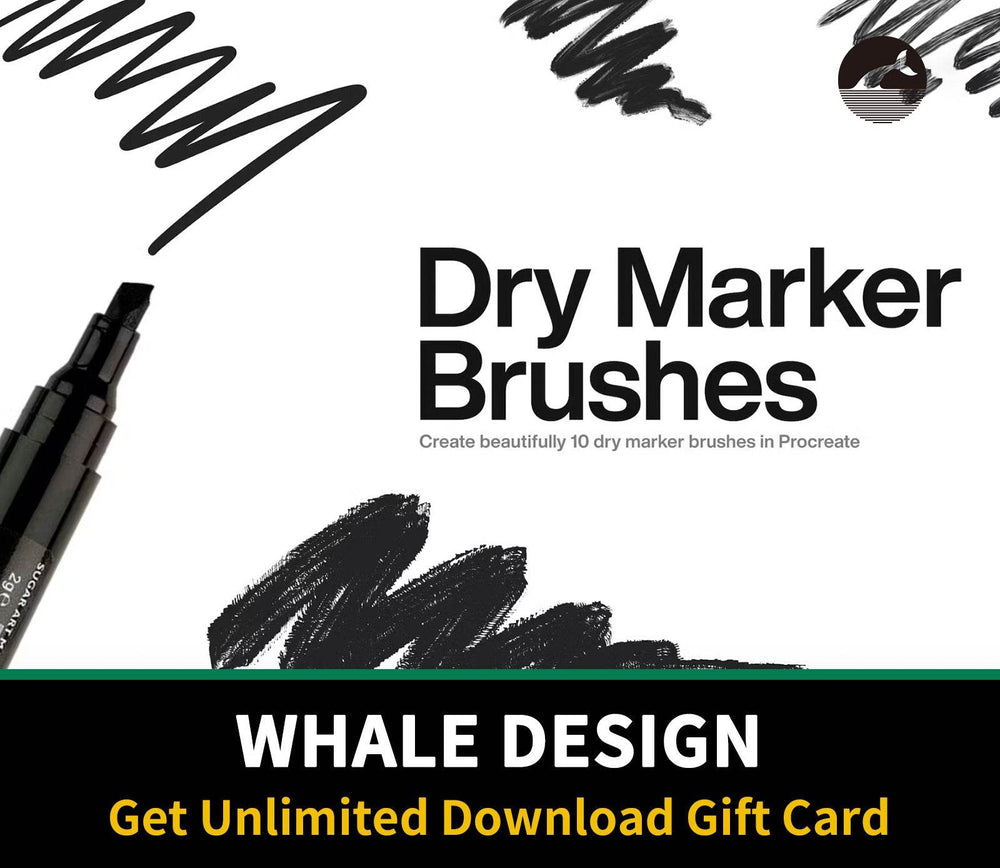 613 10 Dry Marker Brushes Procreate - whaledesign