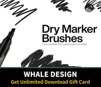 613 10 Dry Marker Brushes Procreate - whaledesign