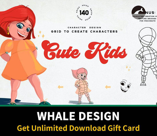 616 Cute Kids Grids for Procreate - whaledesign