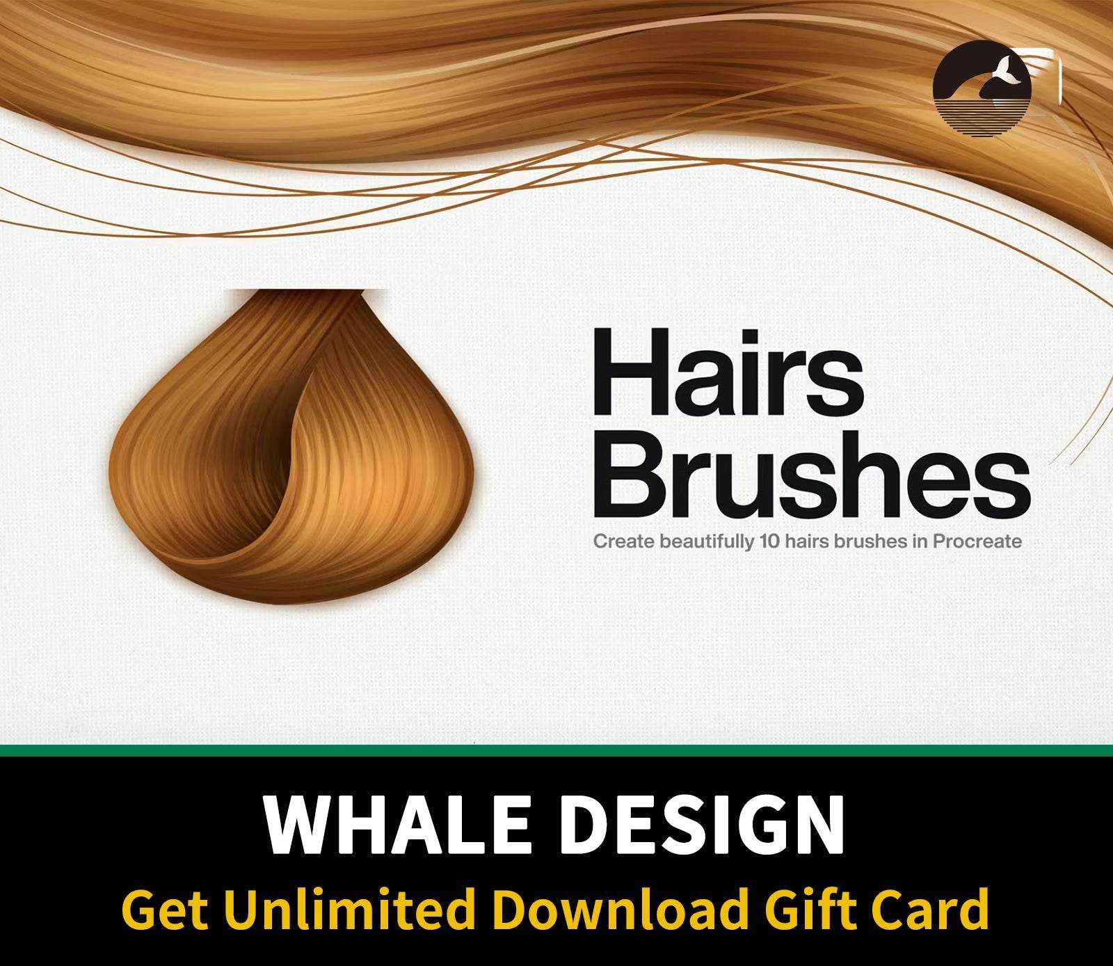 617 10 Hair Brushes Procreate - whaledesign