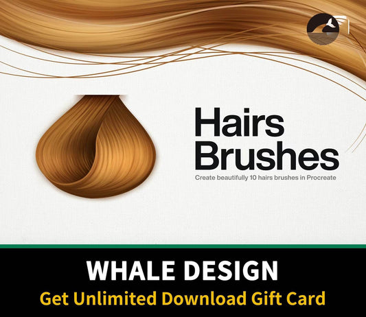 617 10 Hair Brushes Procreate - whaledesign