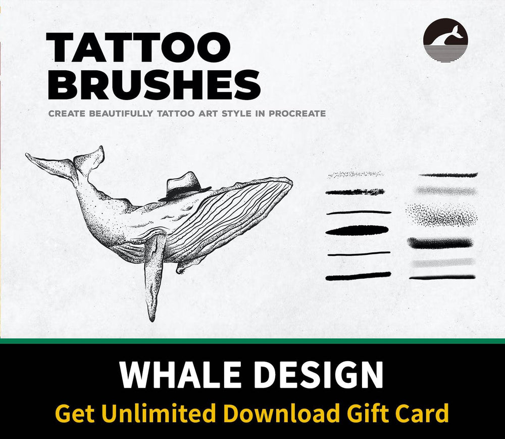 620 12 Tattoo Art Brushes - Procreate - whaledesign