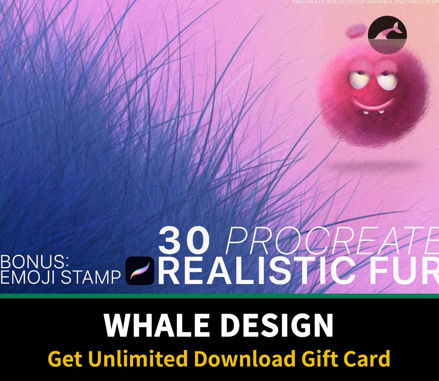 621 Procreate Realistic Fur & Emoji - whaledesign