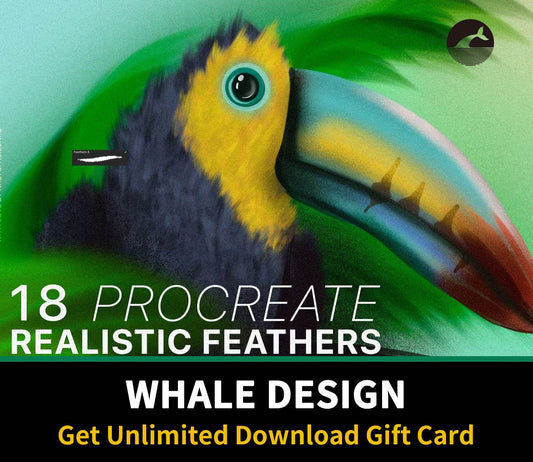 622 Procreate Realistic Feather Brushes - whaledesign