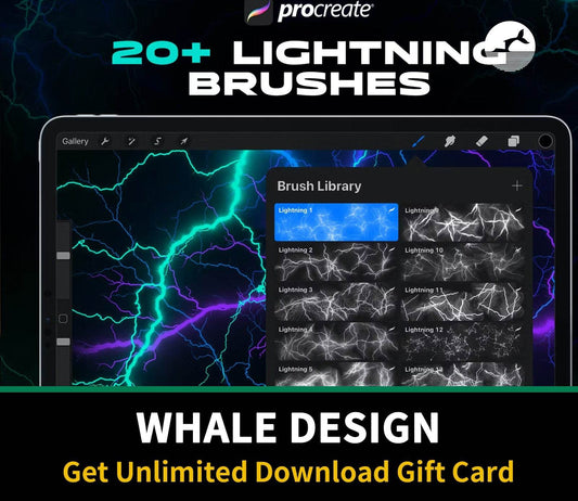 625 Procreate Lightning Brushes - whaledesign