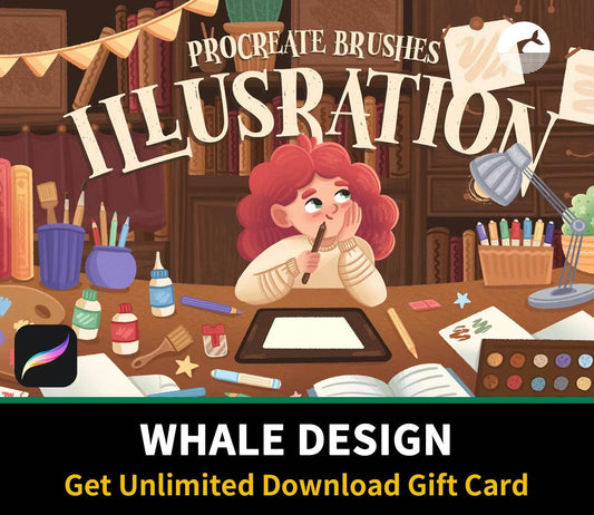 632 Illustration Brushes 2: Procreate Brushes - whaledesign