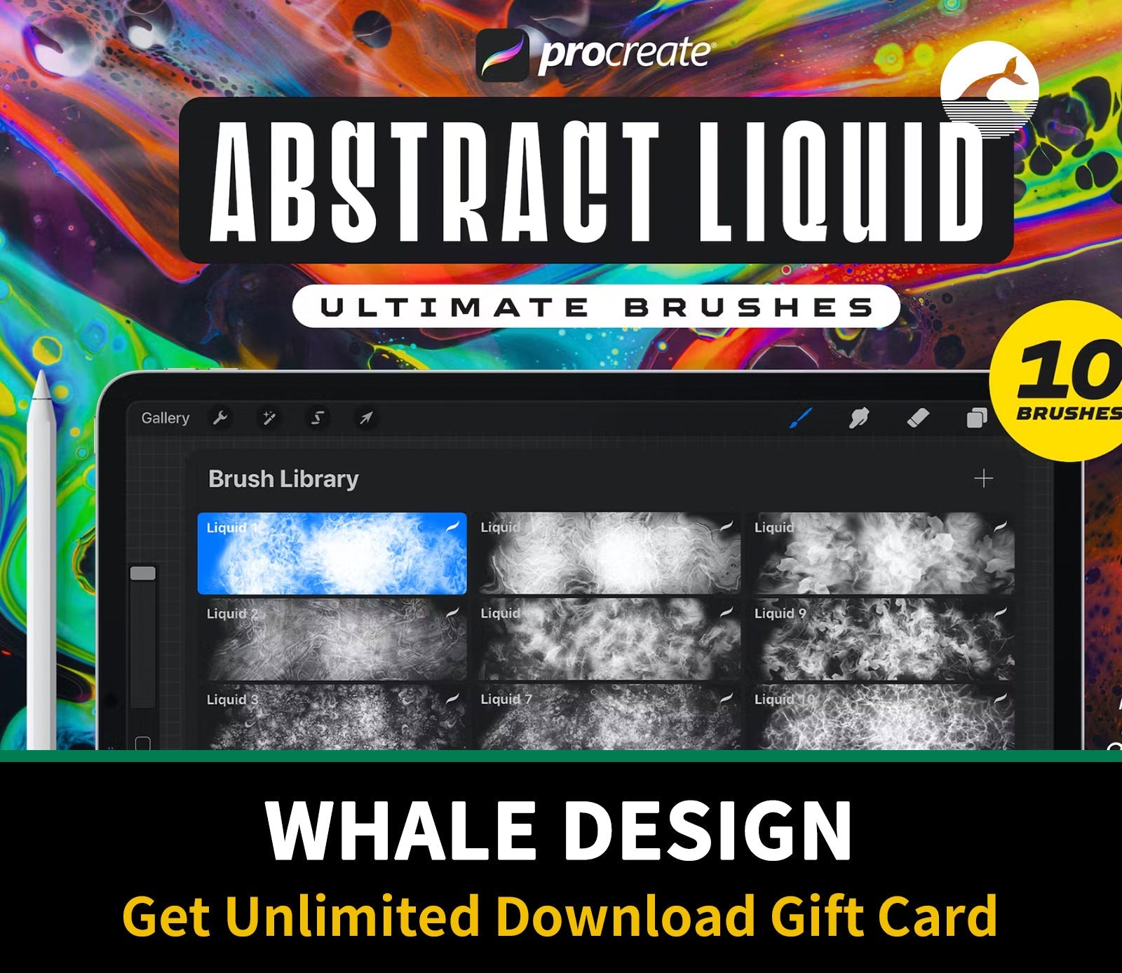 637 Procreate Abstract Liquid Brushes - whaledesign