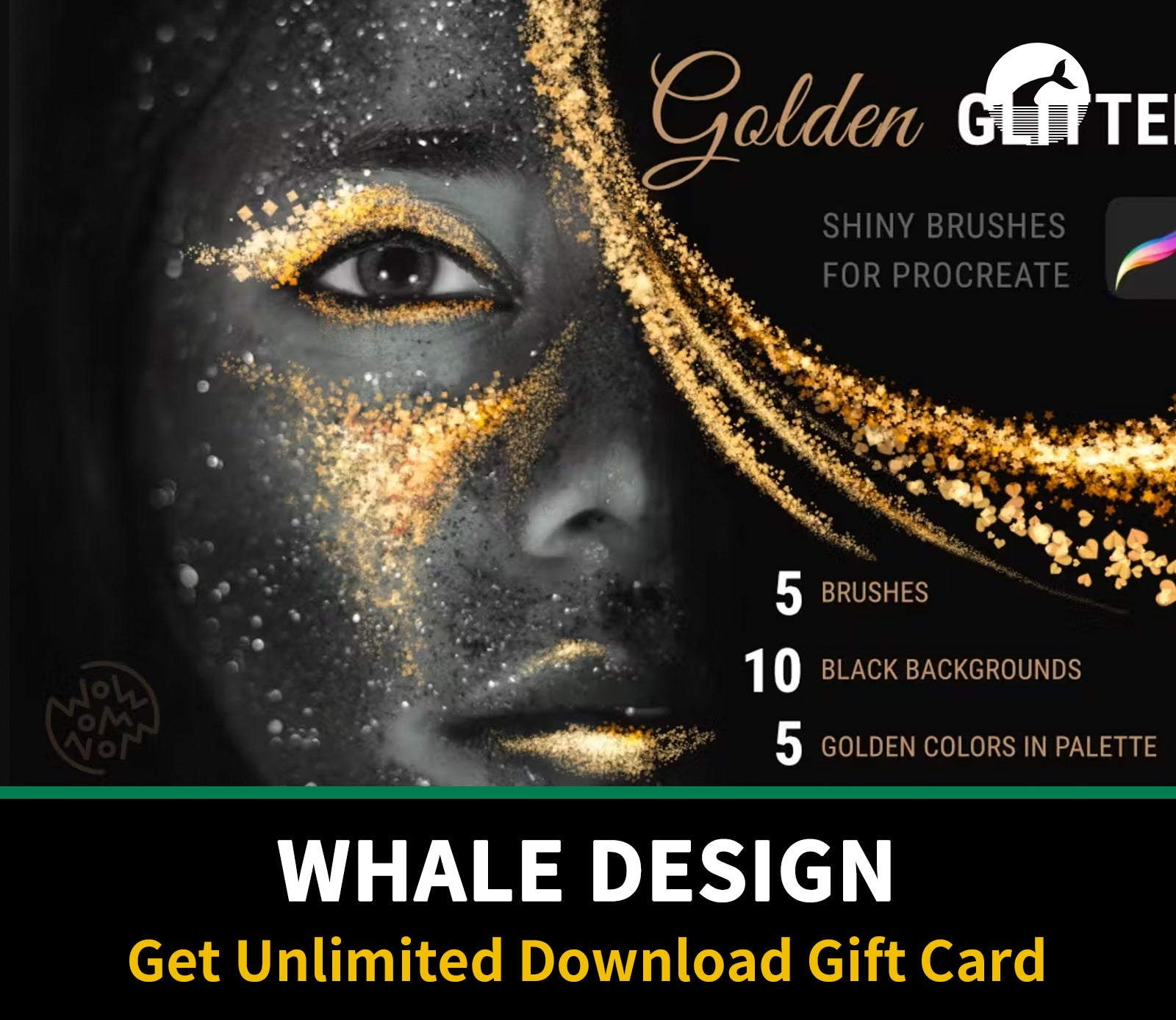 642 Golden Glitter | Procreate Brushes - whaledesign