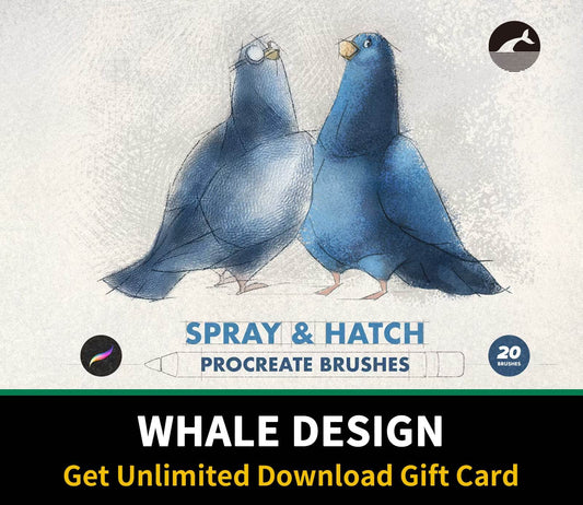 643 Spray & Hatch Procreate Brushes - whaledesign