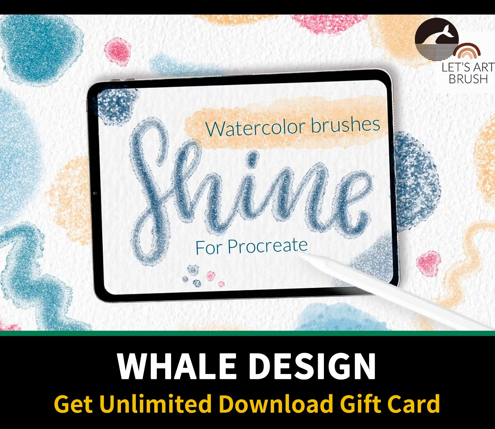 646 Shimmer glitter watercolor Procreate - whaledesign