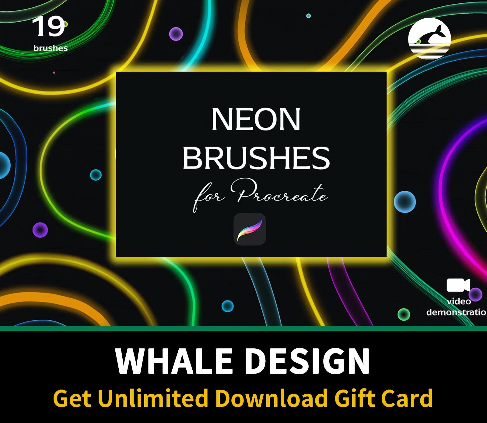 661 Neon brush set for Procreate - whaledesign