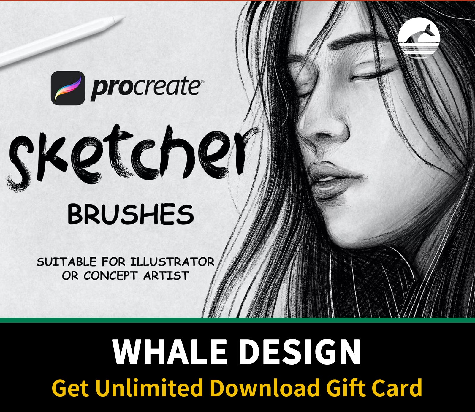 665 Sketcher Brushes - Procreate Brush - whaledesign