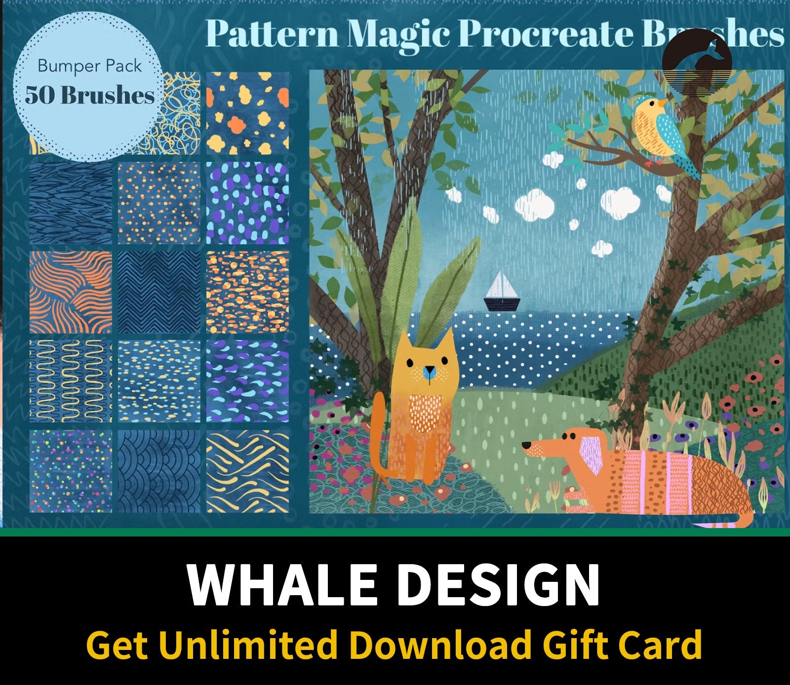 670 Pattern Magic Procreate Brushes - whaledesign